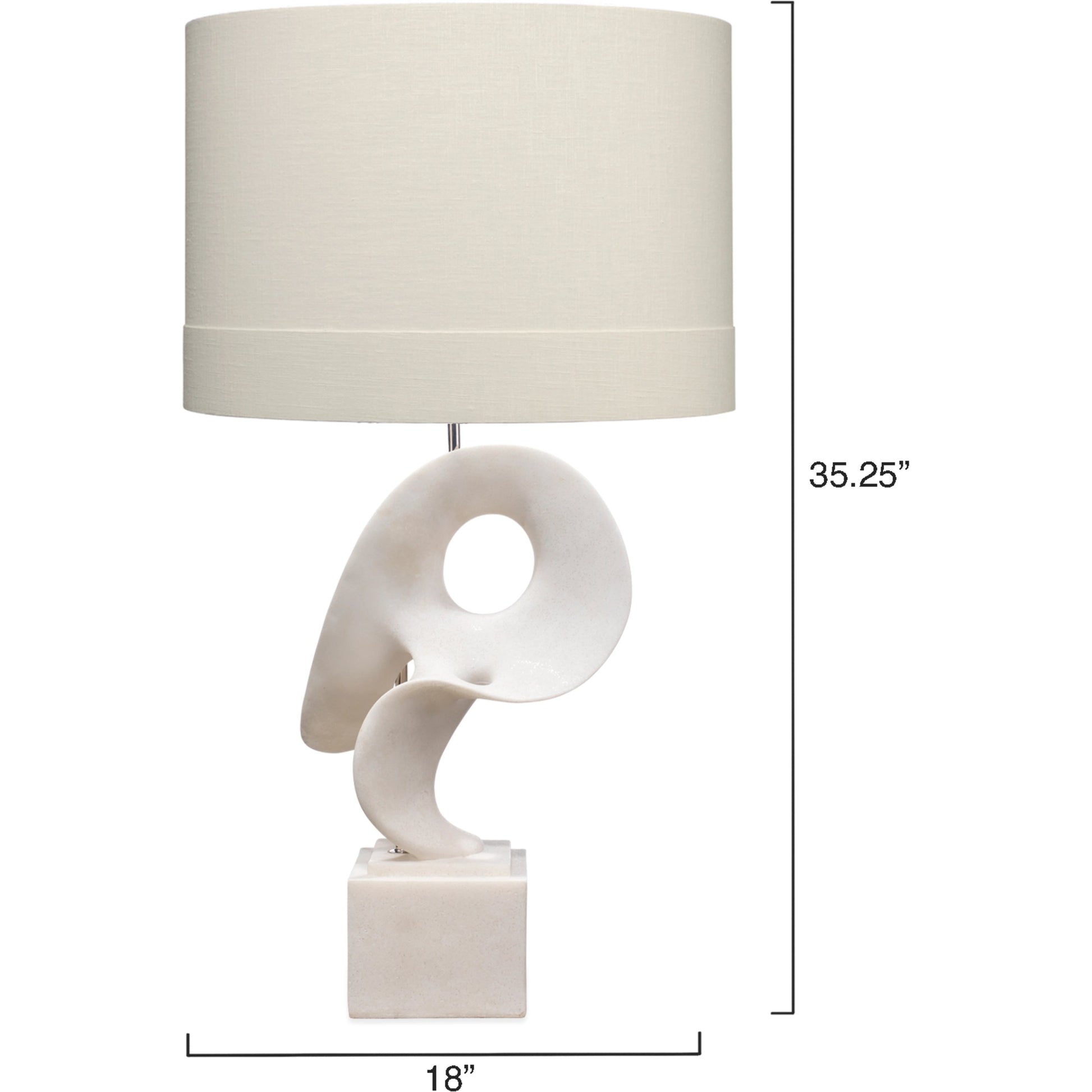 Obscure Table Lamp by Jamie Young in white polyresin. Made from resin in a modern style.