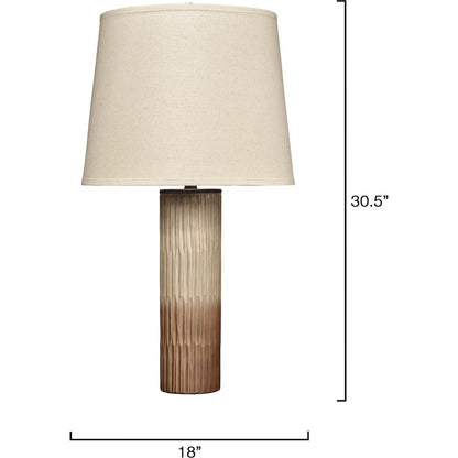 Phoenix Table Lamp by Jamie Young in bronze and sand ombre. Made from glass in a unique style.