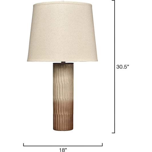 Phoenix Table Lamp by Jamie Young in bronze and sand ombre. Made from glass in a unique style.