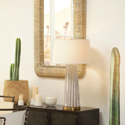Pleated Table Lamp by Jamie Young. Made from ceramic in a modern style.