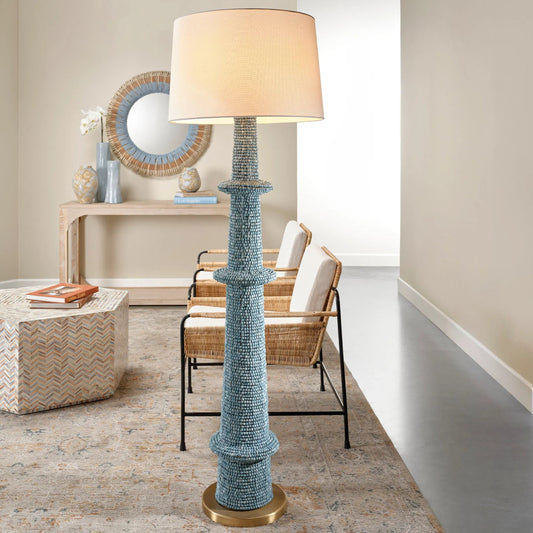 Rowan Floor Lamp by Jamie Young. Made from wood in a unique style.