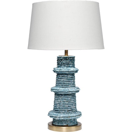 Rowan Table Lamp by Jamie Young. Made from wood in a unique style.