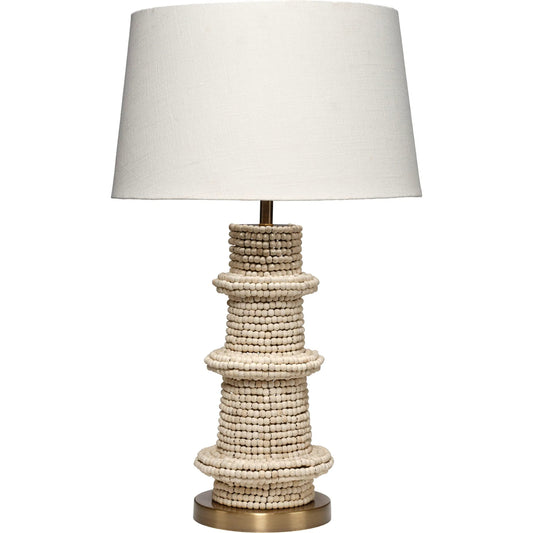 Rowan Table Lamp by Jamie Young. Made from wood in a unique style.