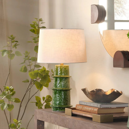 Saturn Table Lamp by Jamie Young in green. Made from ceramic in a unique style.