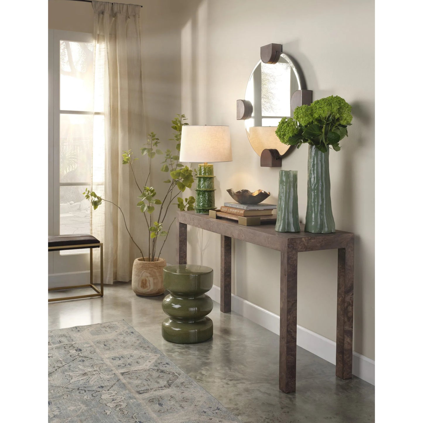 002 SI-2531194 | Lifestyle | Saturn Table Lamp by Jamie Young in green. Made from ceramic in a unique style.