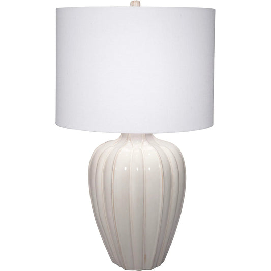 Seraphina Table Lamp by Jamie Young in light cream. Made from ceramic in a modern style.