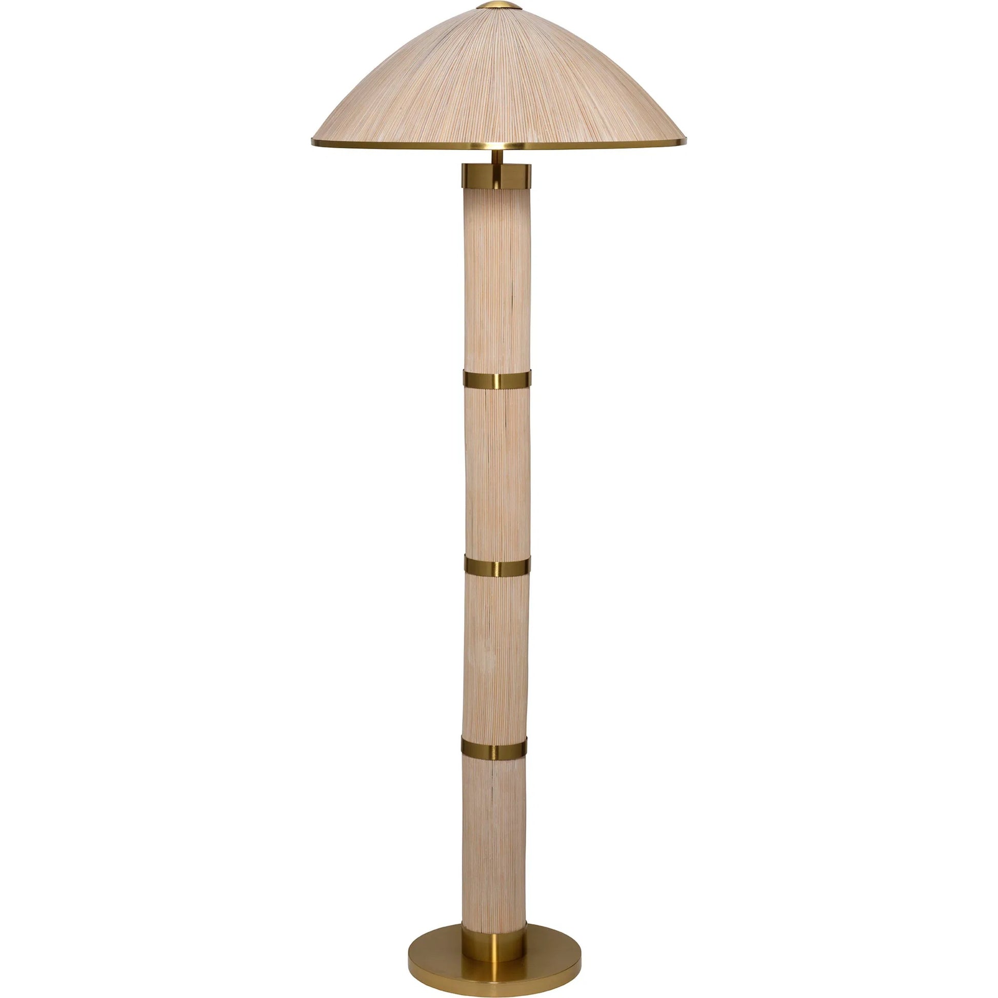 Seychelles Floor Lamp by Jamie Young in natural and white washed rattan. Made from rattan in a unique style.