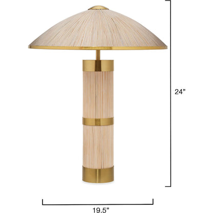 Seychelles Table Lamp by Jamie Young in natural and white washed rattan. Made from rattan in a unique style.
