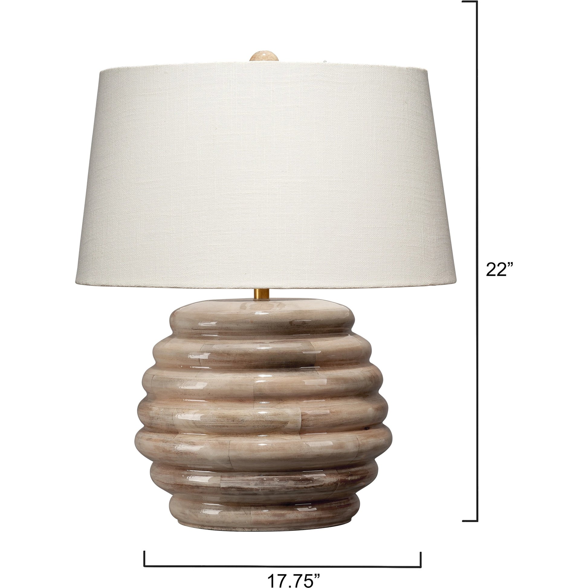 Soroban Table Lamp by Jamie Young in natural. Made from mango wood in a modern style.
