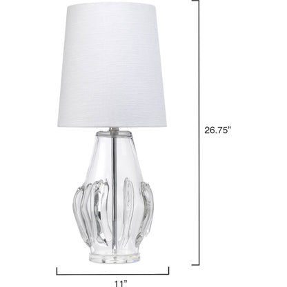 Talon Table Lamp by Jamie Young in cornflower blue. Made from glass, acrylic in a coastal style.