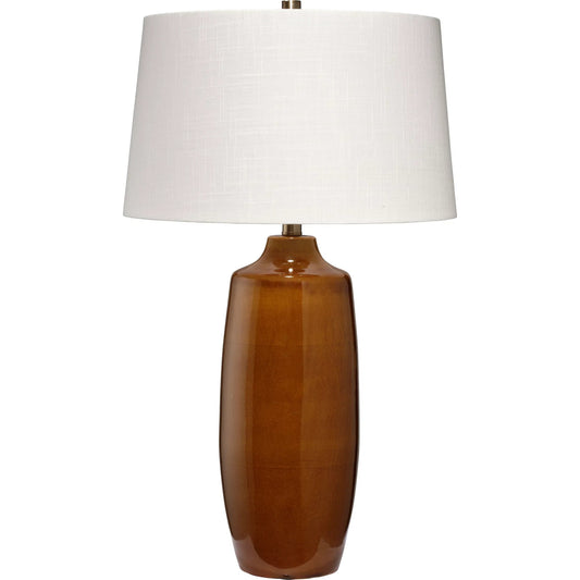 Toffee Table Lamp by Jamie Young in brown and brown reactive glaze. Made from ceramic in a unique style.