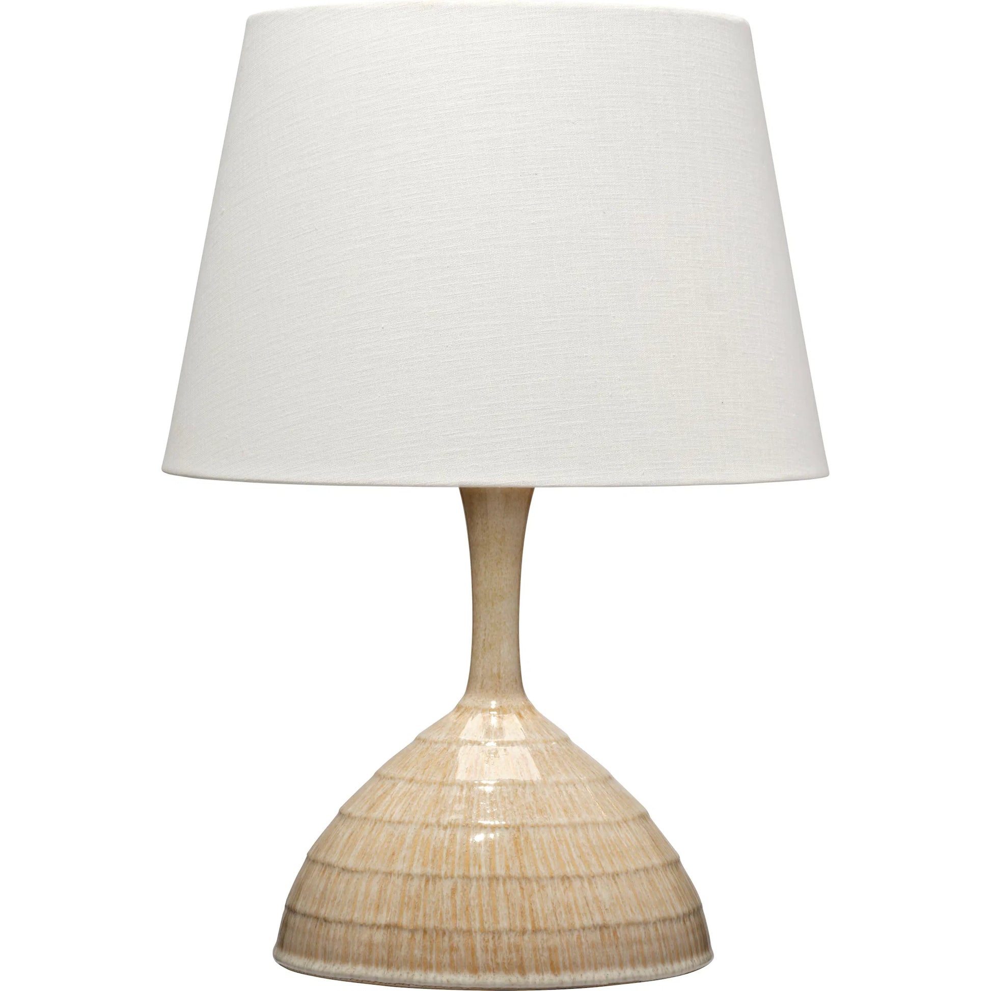 Trumpet Table Lamp by Jamie Young in beige and beige reactive glaze. Made from ceramic in a unique style.