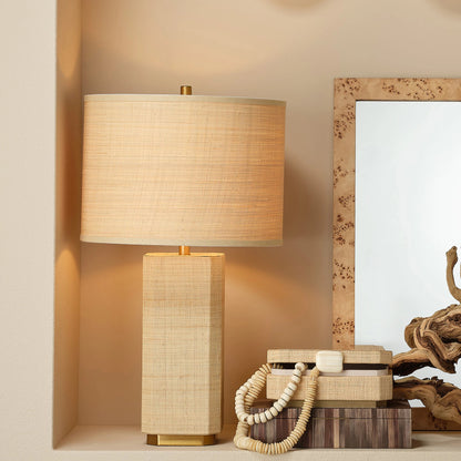 Utopia Table Lamp by Jamie Young in natural. Made from raffia, mdf in a cottage & farmhouse style.