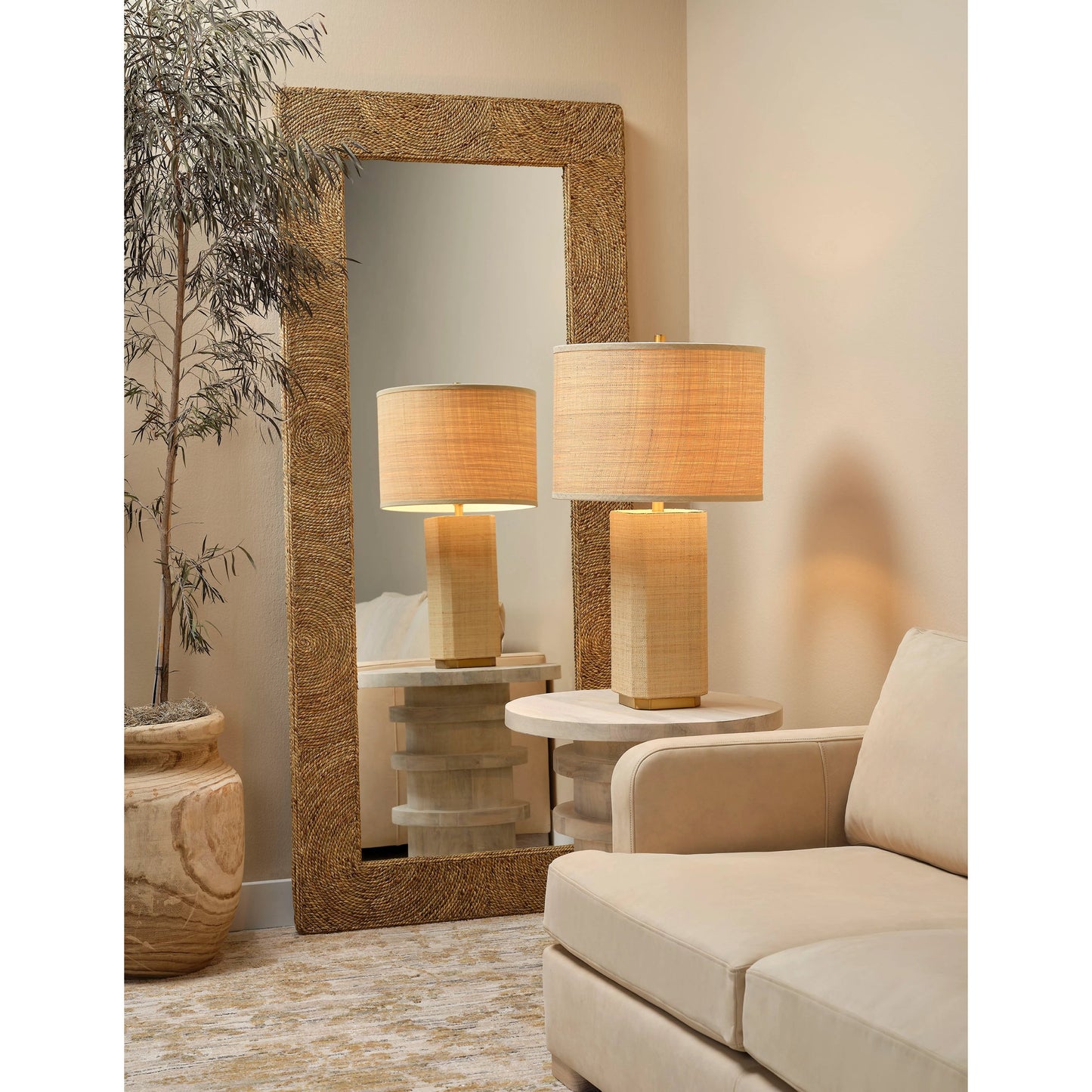 005 SI-2146468 | Additional Silo | Utopia Table Lamp by Jamie Young in natural. Made from raffia, mdf in a cottage & farmhouse style.