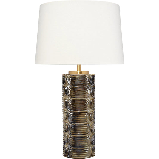 Wright Table Lamp by The Livingston Collection in espresso and reactive espresso glaze. Made from ceramic, metal in a unique style.