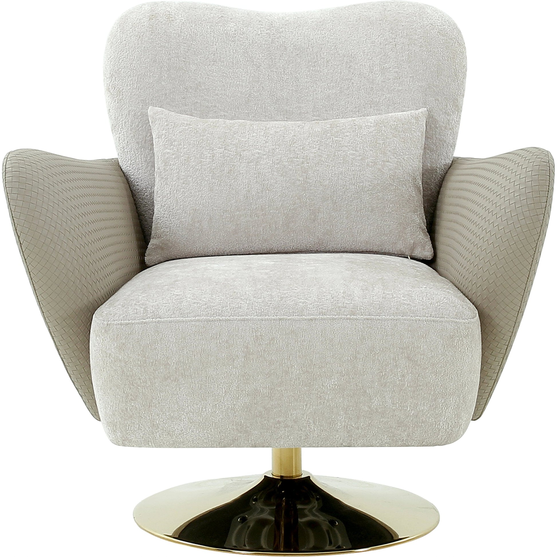 Mercer Swivel Lounge Chair by Pasargad Home in beige. Made from polyester in a modern style.