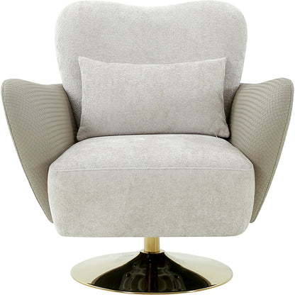 Mercer Swivel Lounge Chair by Pasargad Home in beige. Made from polyester in a modern style.
