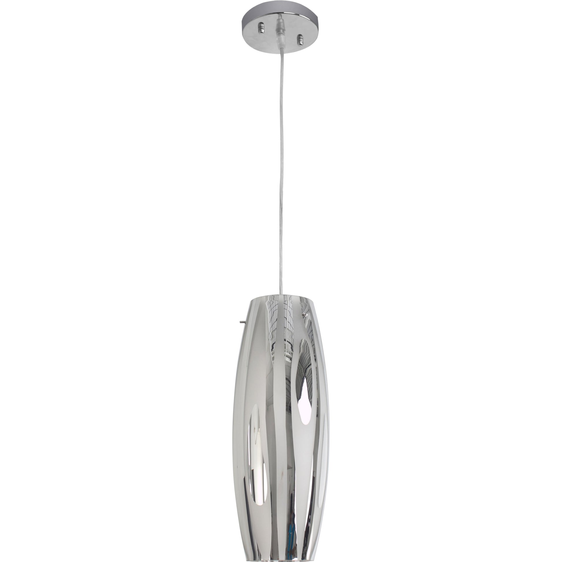 Chroman Empire Mini Pendant by Varaluz in chrome. Made from chrome, two-layer smoky chrome in a modern style.