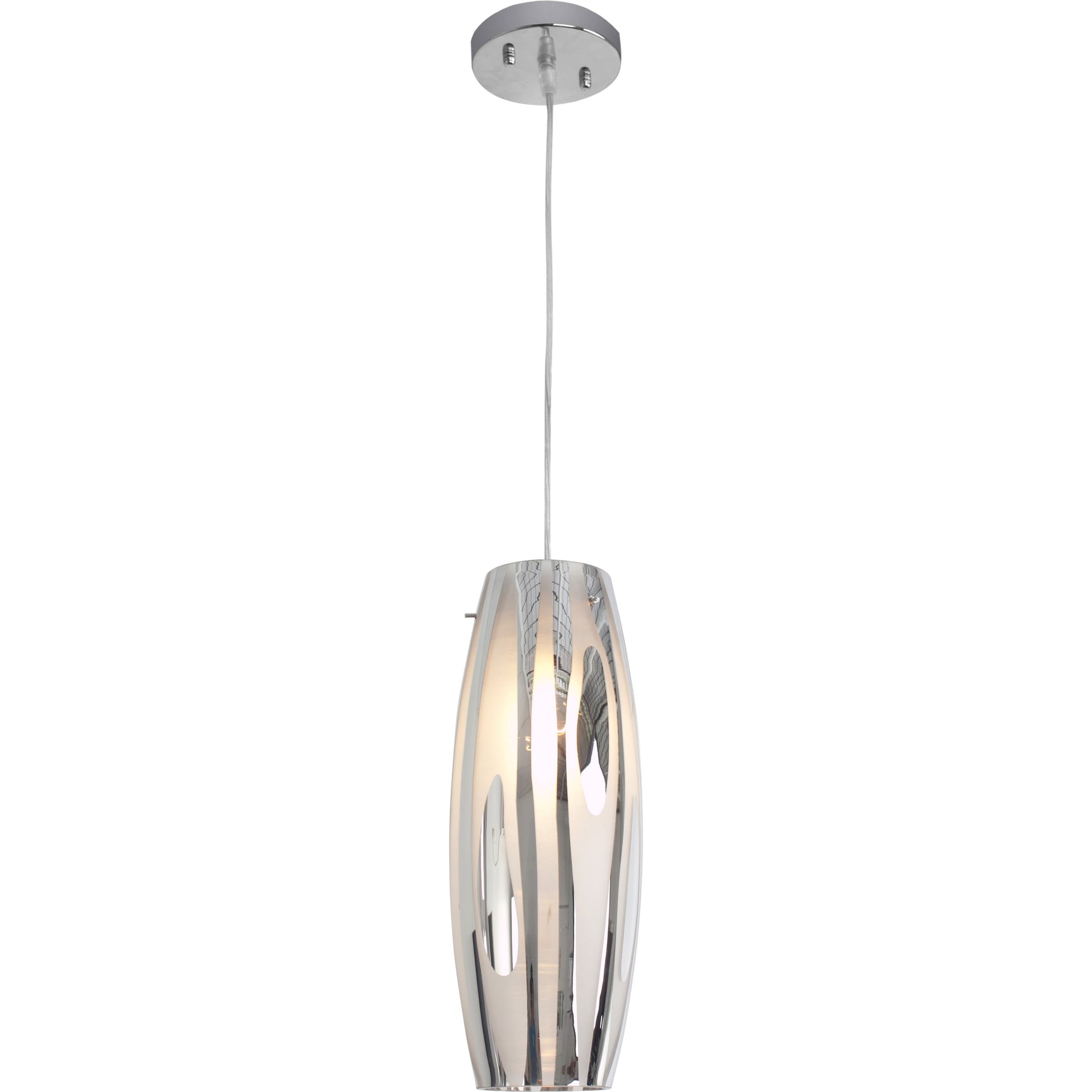 Chroman Empire Mini Pendant by Varaluz in chrome. Made from chrome, two-layer smoky chrome in a modern style.