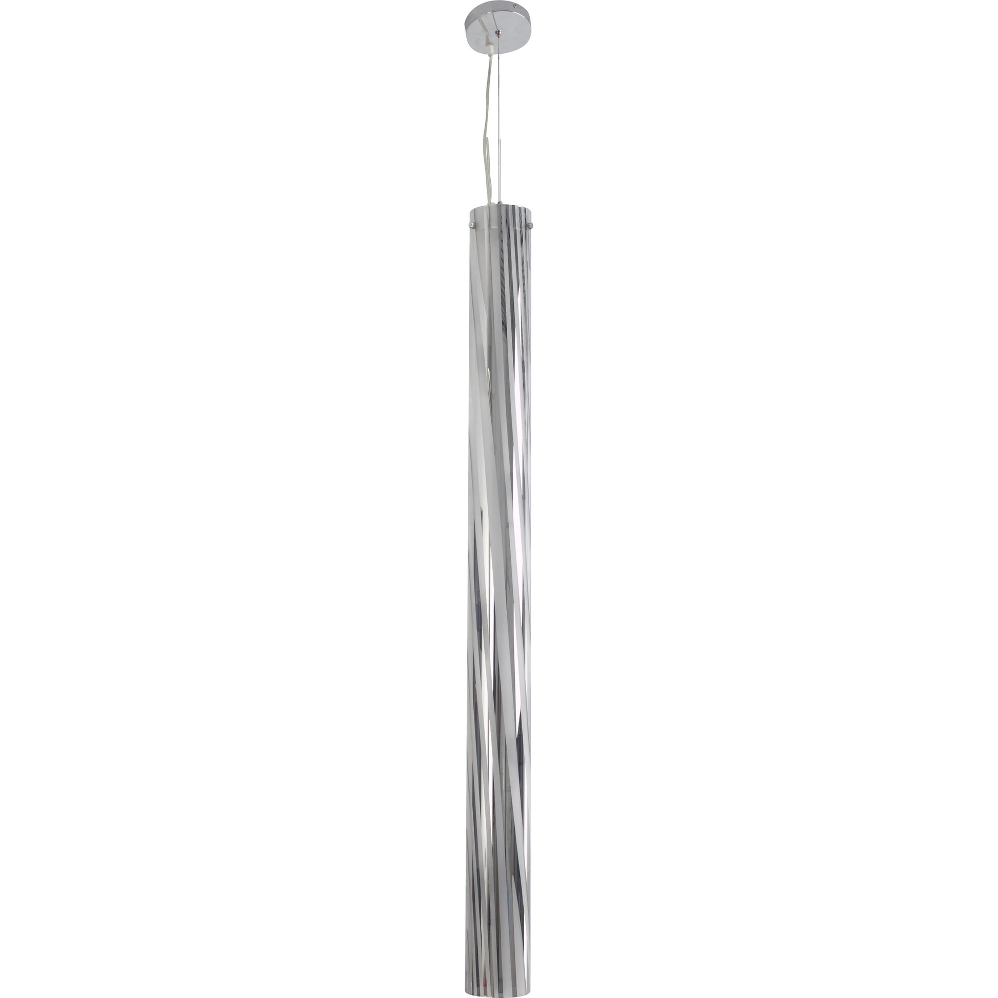 Chroman Empire Tall Cylinder Pendant by Varaluz in chrome. Made from chrome, two-layer smoky chrome in a modern style.