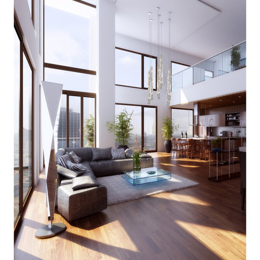 Chroman Empire Tall Cylinder Pendant by Varaluz in chrome. Made from chrome, two-layer smoky chrome in a modern style.