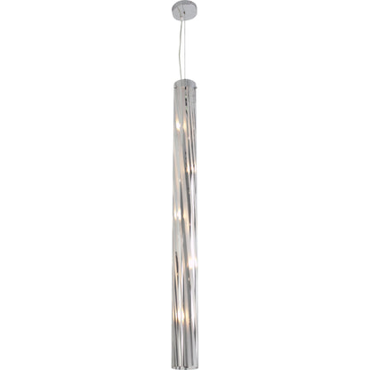 Chroman Empire Tall Cylinder Pendant by Varaluz in chrome. Made from chrome, two-layer smoky chrome in a modern style.