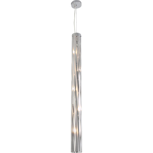 Chroman Empire Tall Cylinder Pendant by Varaluz in chrome. Made from chrome, two-layer smoky chrome in a modern style.