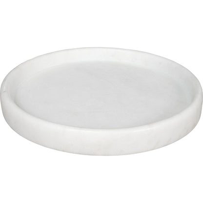 Round Tray by Noir in white stone. Made from unique in a modern style.