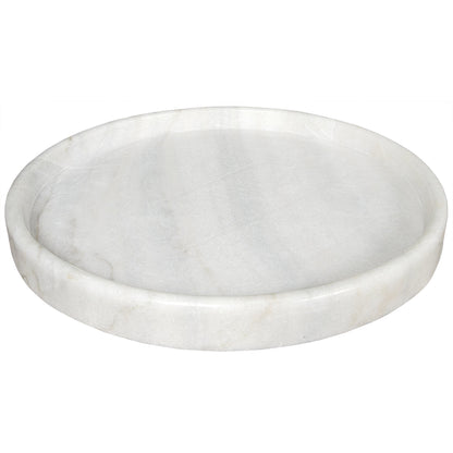 Round Tray by Noir in white stone. Made from unique in a modern style.