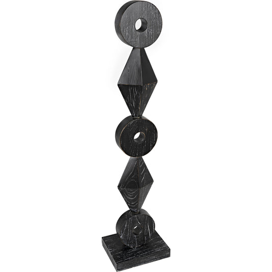 Totem Sculpture by Noir in cinder black. Made from mindi in a modern style.