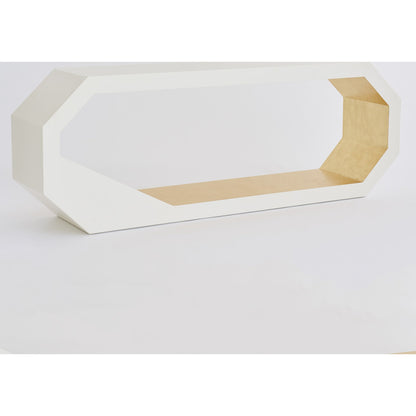 Facet Console by Global Views in gold leaf, polyurethane lacquer inner wood, ivory, polyurethane lacquer outer wood. Made from mdf, pine in a modern style.