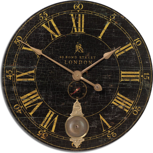 Bond Street Wall Clock by Uttermost in black. Made from unique in a traditional style.