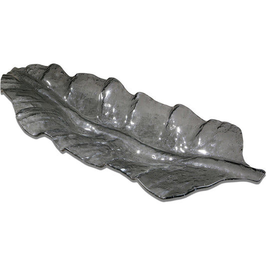 Smoked Leaf Glass Tray by Uttermost. Made from glass in a modern style.