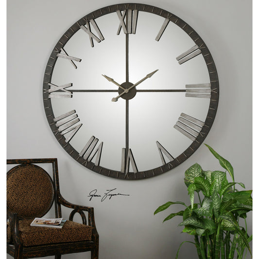 Amelie Wall Clock by Uttermost in bronze. Made from metal in a modern style.