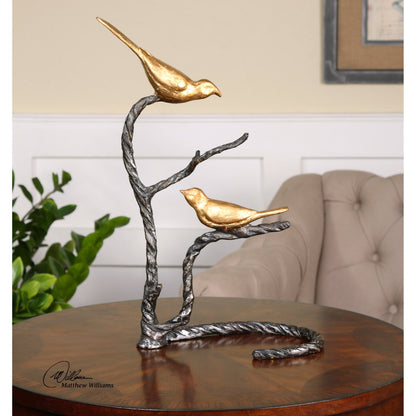 Birds on a Limb Sculpture by Uttermost. Made from metal in a cottage & farmhouse style.