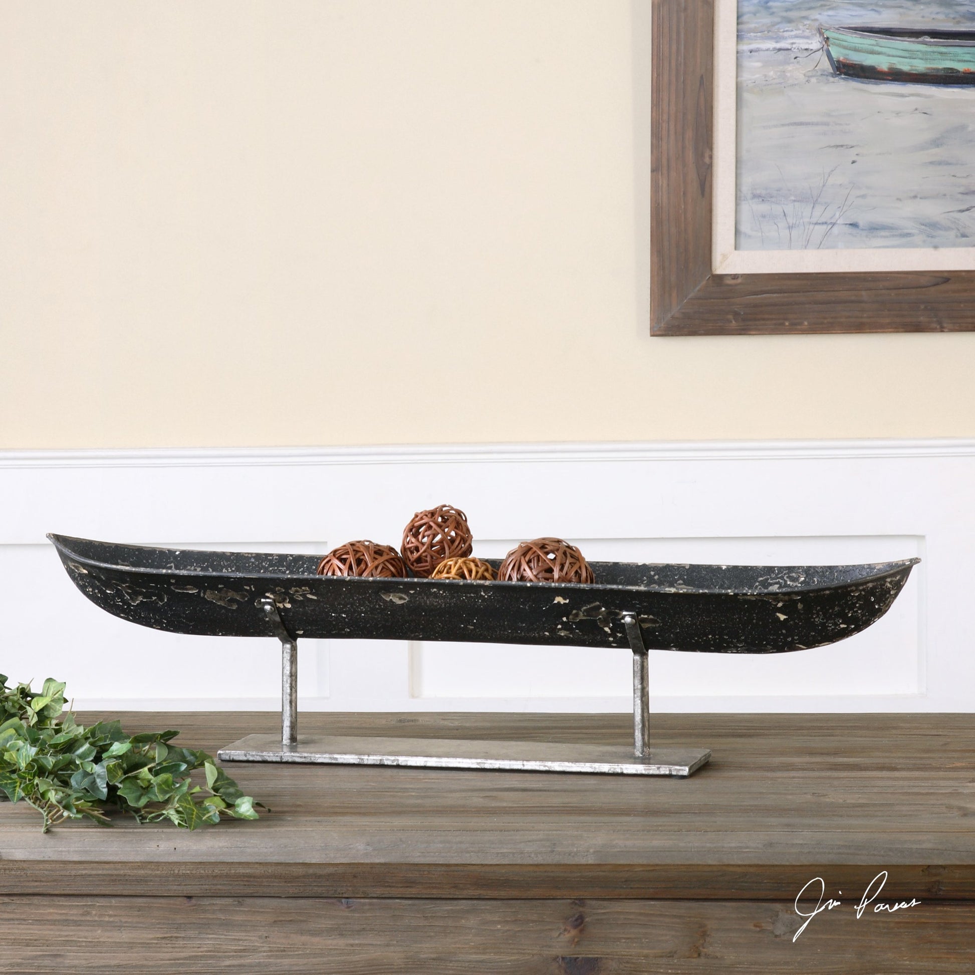 River Boat Sculpture by Uttermost. Made from metal in a coastal style.