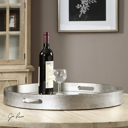 Bechet Tray by Uttermost in silver. Made from mdf in a modern style.