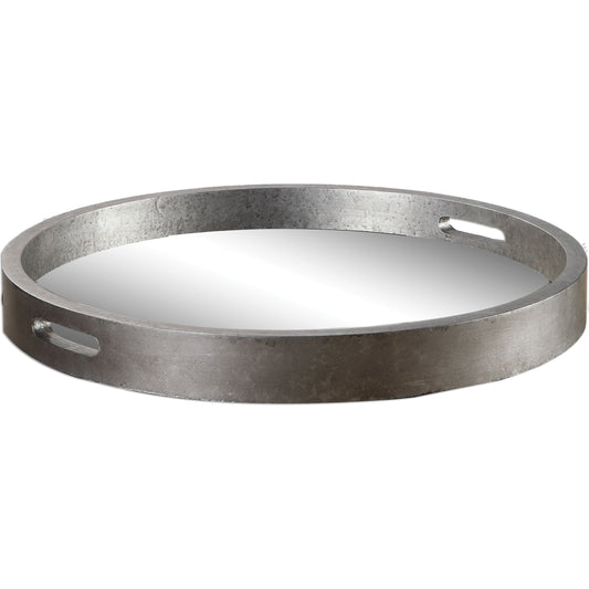 Bechet Tray by Uttermost in silver. Made from mdf in a modern style.