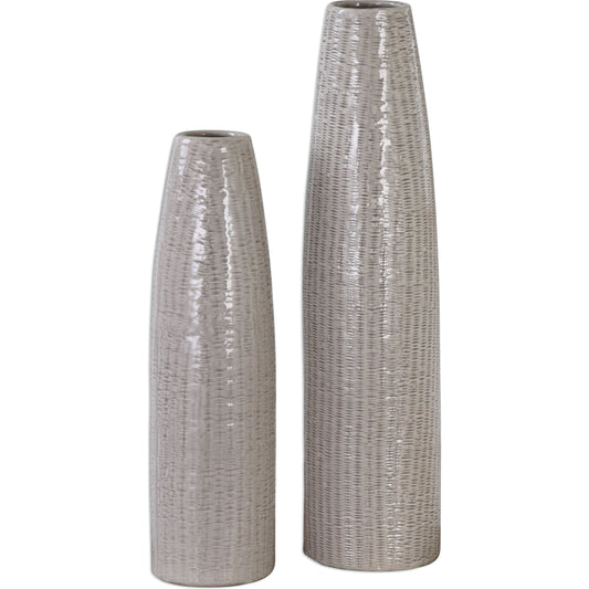 Sara Textured Ceramic Vases (Set of 2) by Uttermost. Made from ceramic in a modern style.