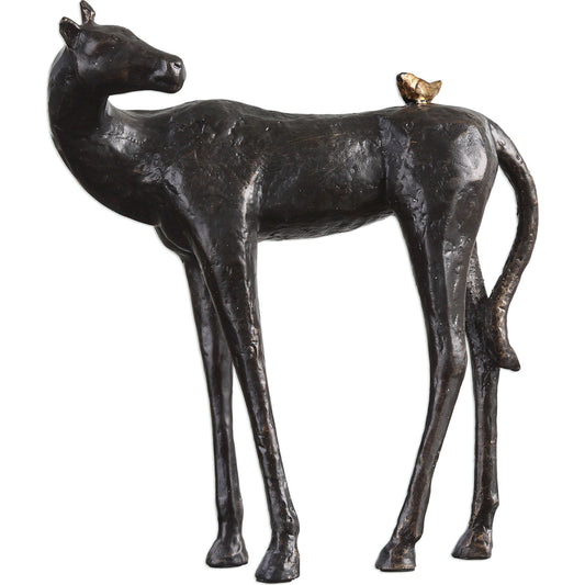 Hello Friend Horse Sculpture by Uttermost. Made from iron in a modern style.