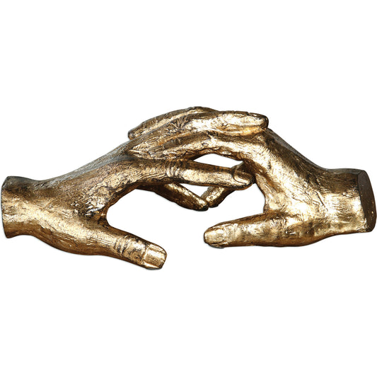Hold My Hand Sculpture by Uttermost in gold. Made from iron in a modern style.
