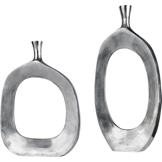 Cierra Aluminum Vases (Set of 2) by Uttermost. Made from cast aluminum in a modern style.