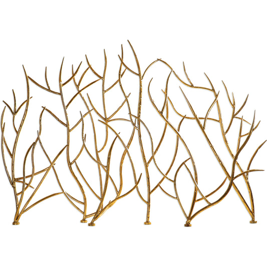 Gold Branches Fireplace Screen by Uttermost in gold. Made from 100% iron in a modern style.