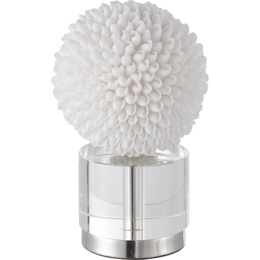 Cascara Sculpture by Uttermost in white. Made from resin, crystal, steel in a coastal style.
