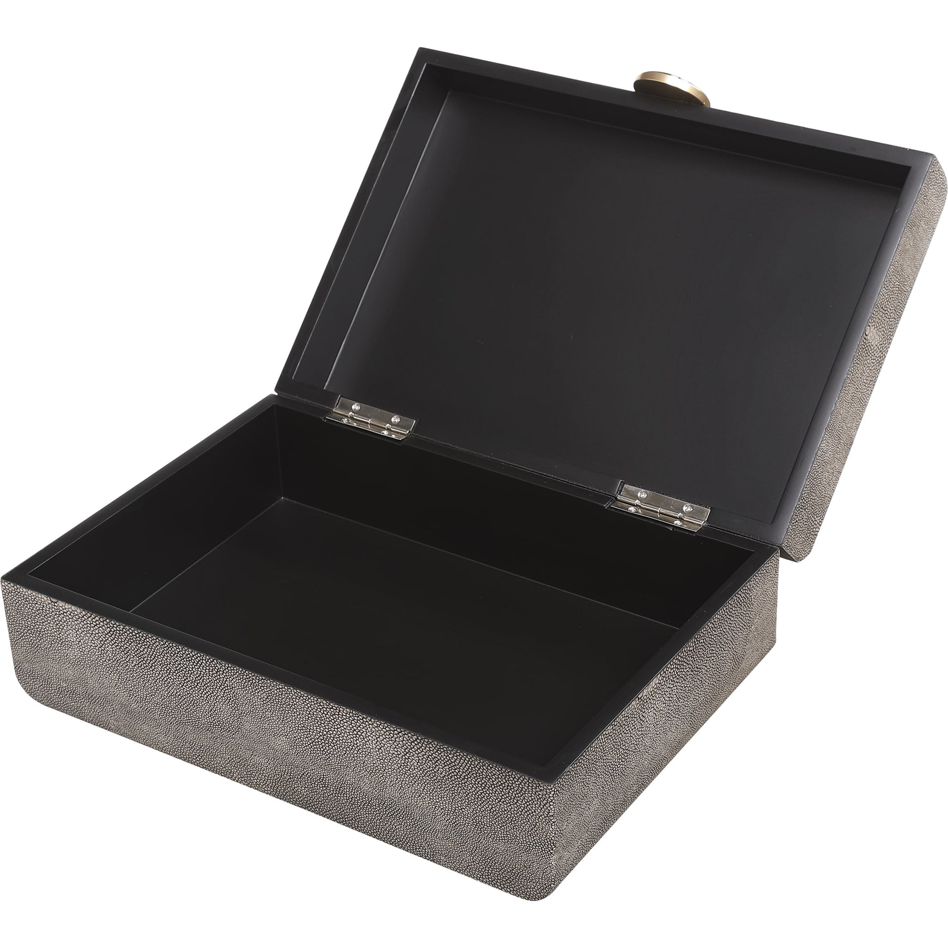 Lalique Box by Uttermost in multi and smoke gray. Made from mdf 85%, pu fabric 10%, other 5% in a eclectic & global style.
