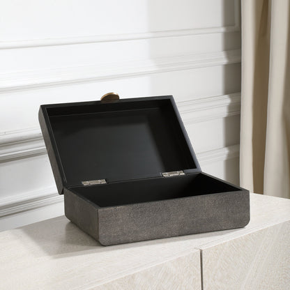 Lalique Box by Uttermost in multi and smoke gray. Made from mdf 85%, pu fabric 10%, other 5% in a eclectic & global style.