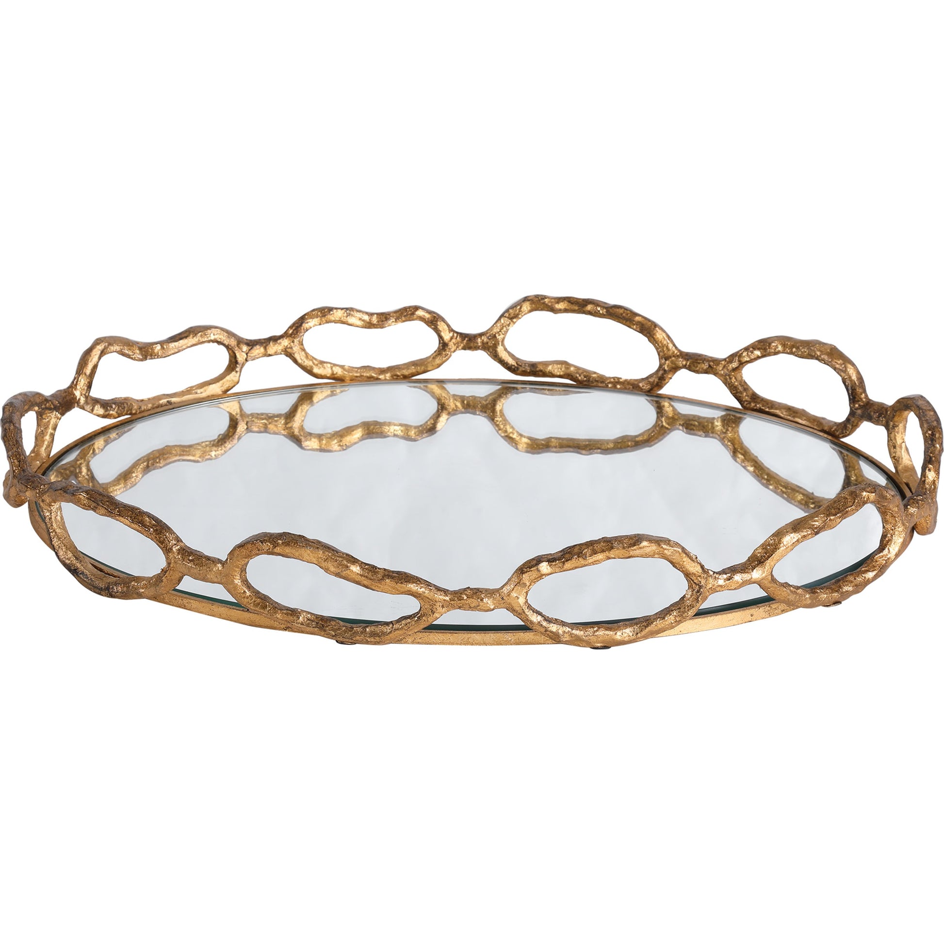 Cable Chain Tray by Uttermost in mirrored. Made from cast iron, clear mirror in a eclectic & global style.