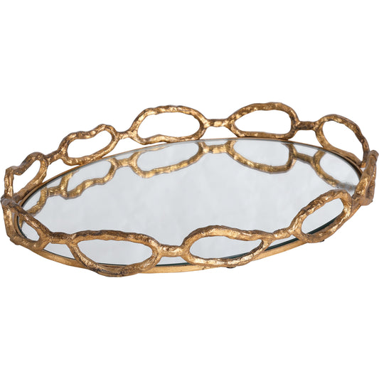 Cable Chain Tray by Uttermost in mirrored. Made from cast iron, clear mirror in a eclectic & global style.