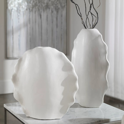 Ruffled Feathers Vases by Uttermost. Made from earthenware in a transitional style.
