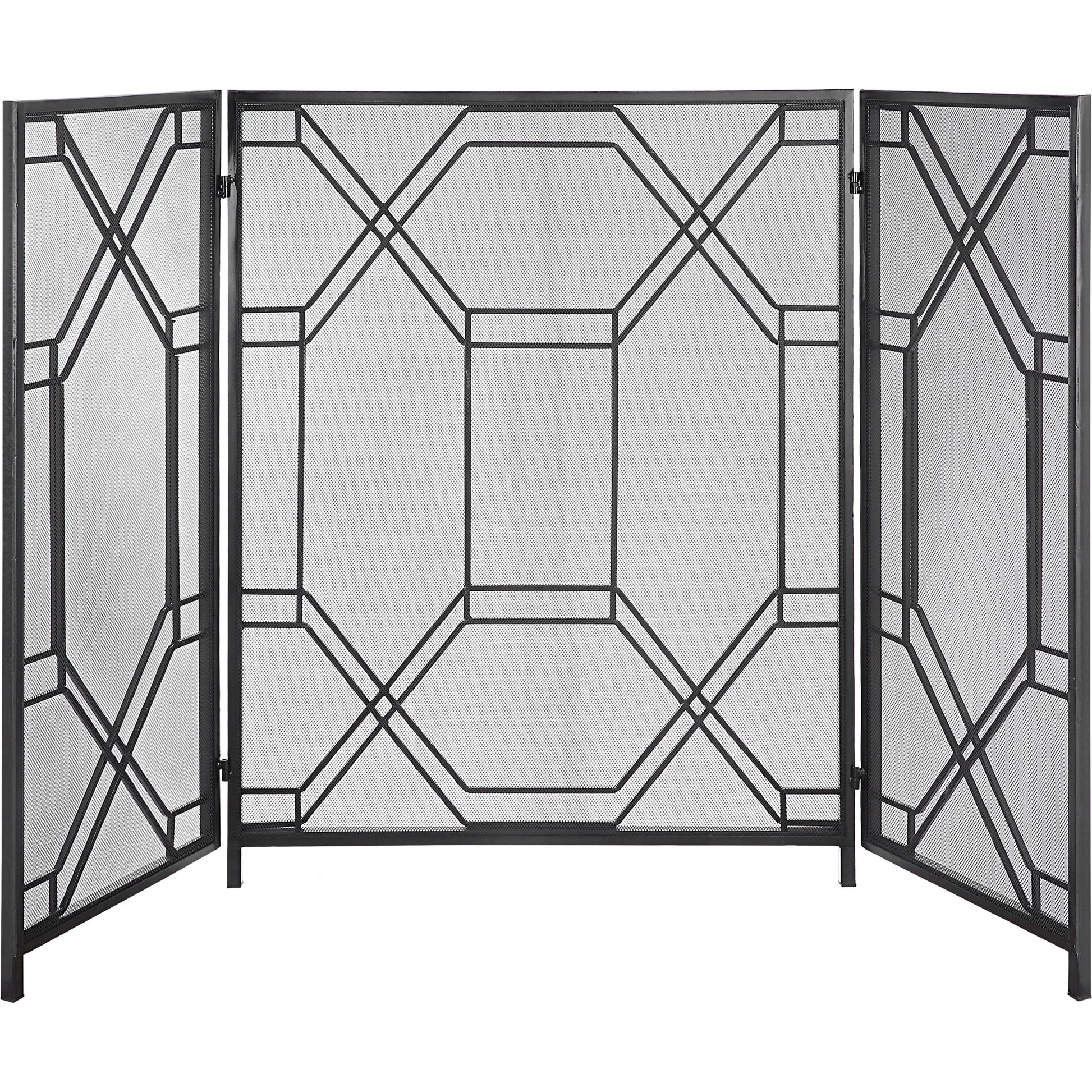 Rosen Fireplace Screen by Uttermost in gold. Made from metal in a traditional style.